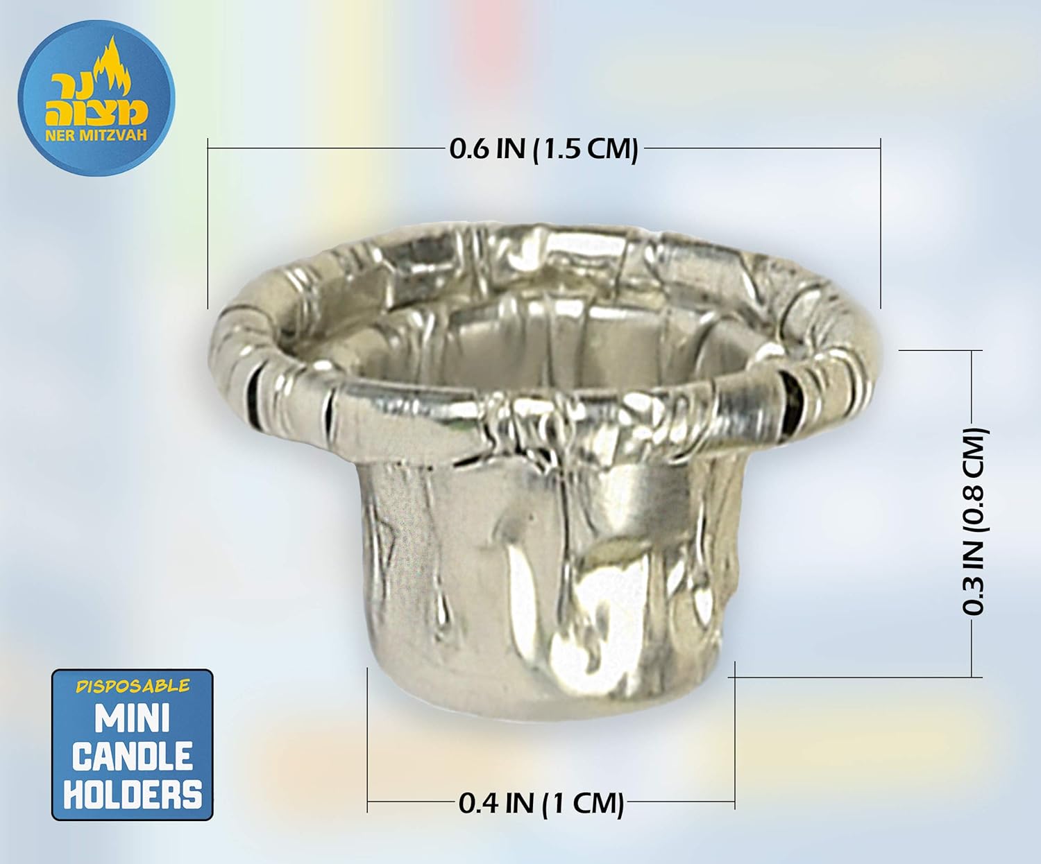 Ner Mitzvah Hanukkah Mini Candle Drip Holders - 44 Count Aluminum Insert Set