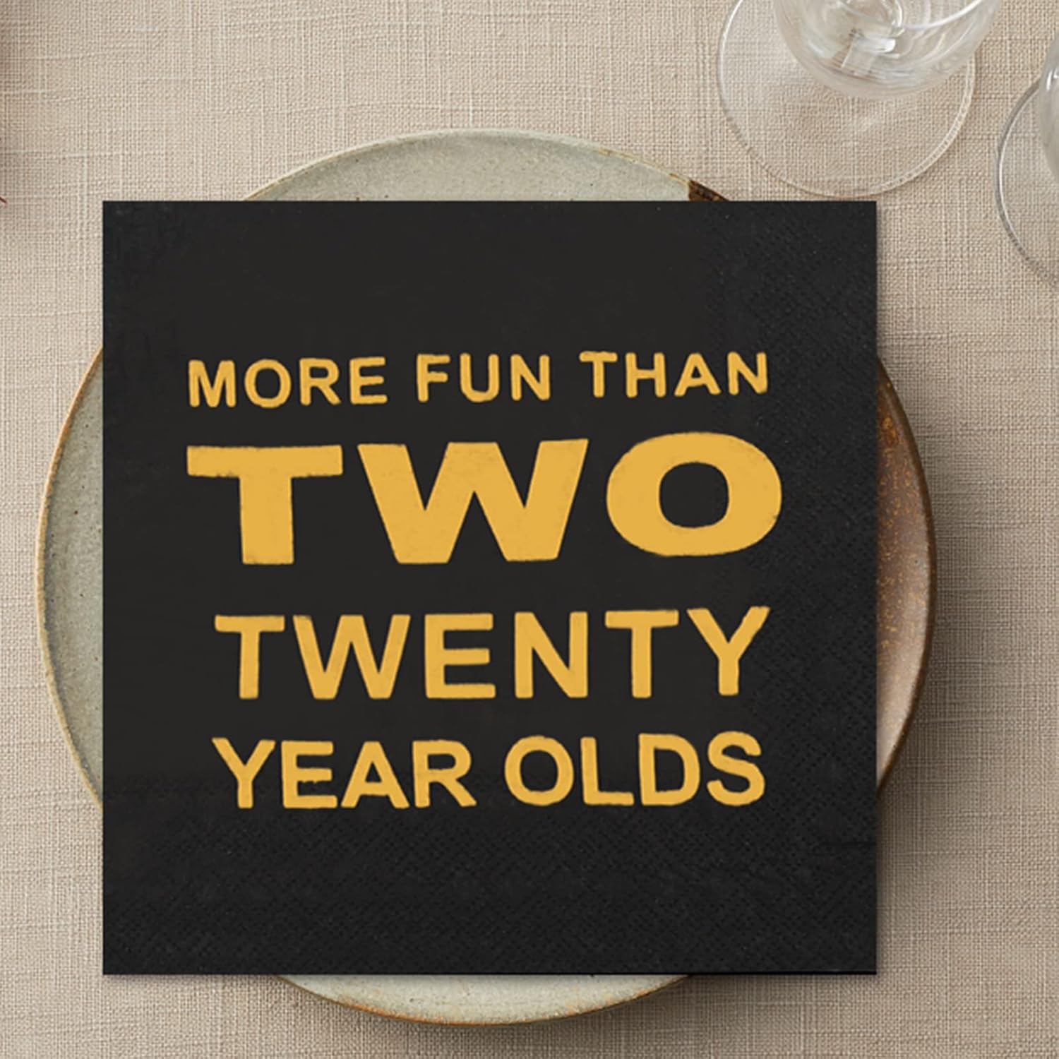 Apriciti Black Gold Cocktail Napkins 40th Birthday