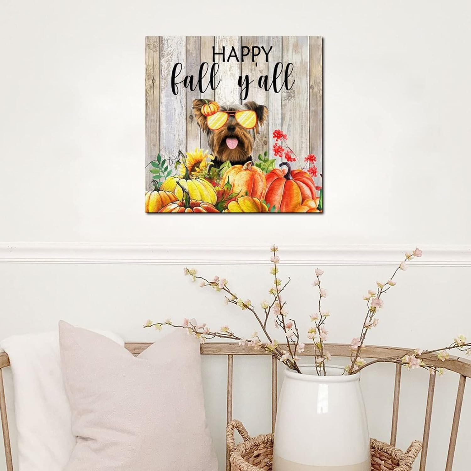 Thanksgiving Hello Fall Decor Wooden Signs 8x8in
