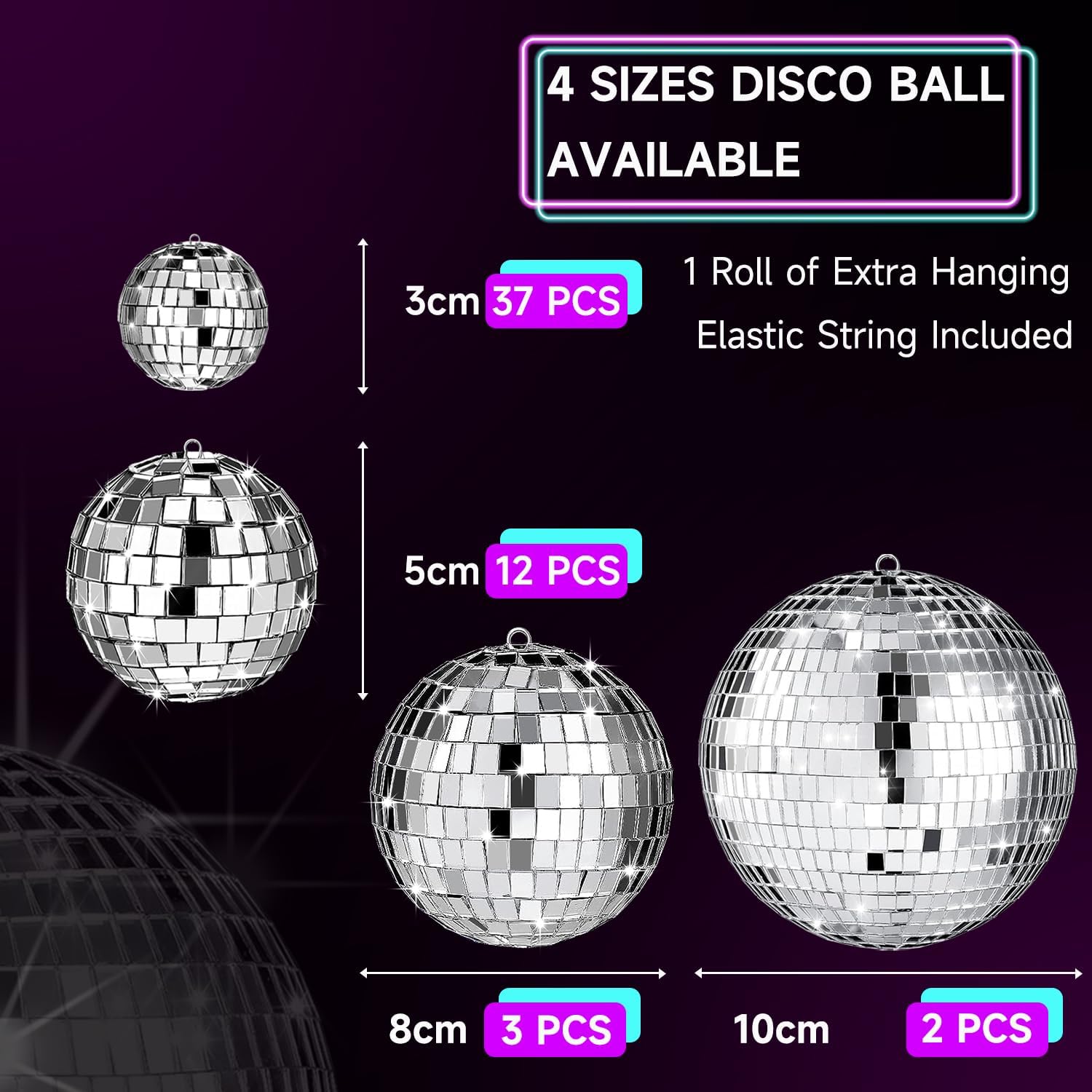 54 Pcs Mini Silver Disco Balls for Party Decor