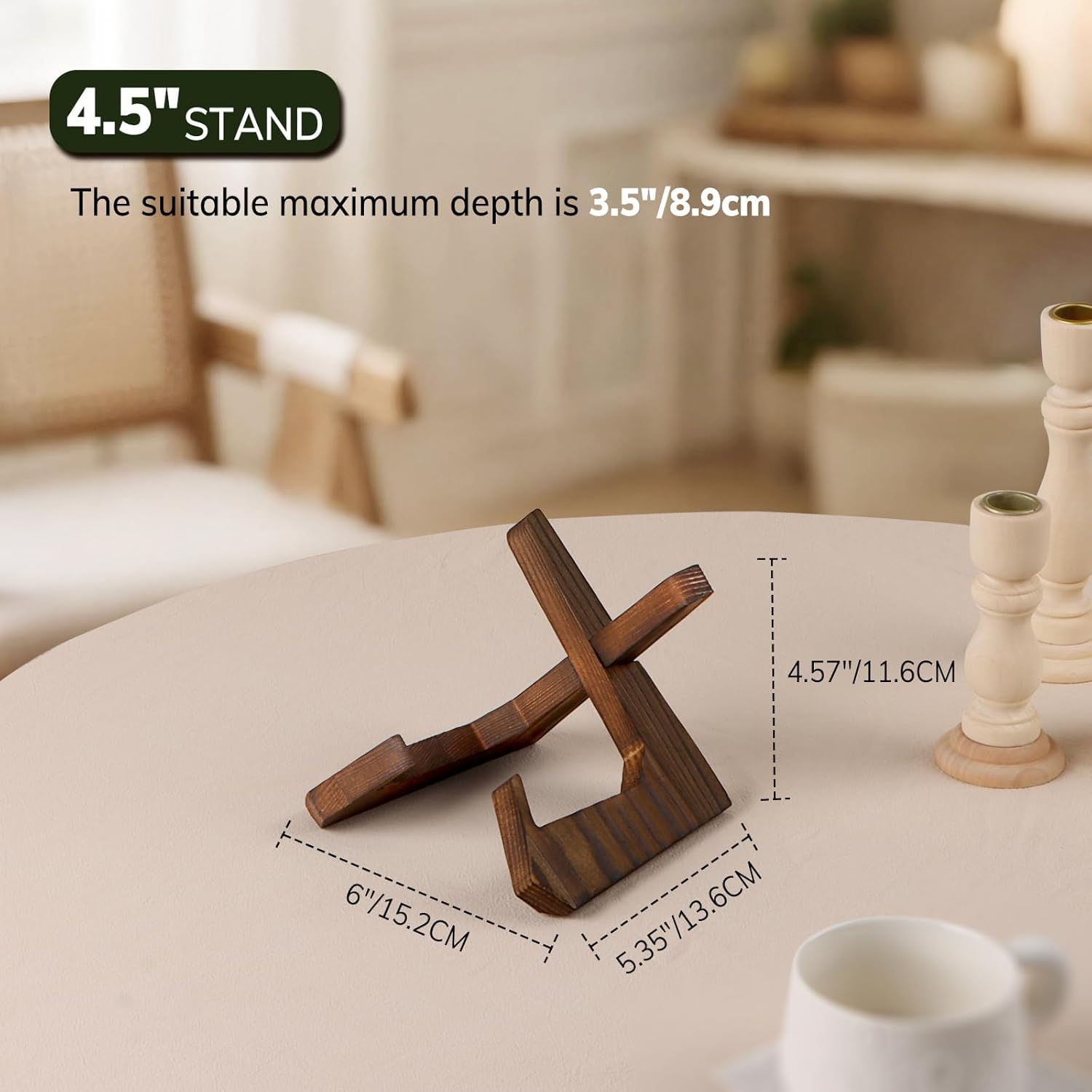 PUERSI Wooden Bowl Display Stand 45 Inch Bowl Holder