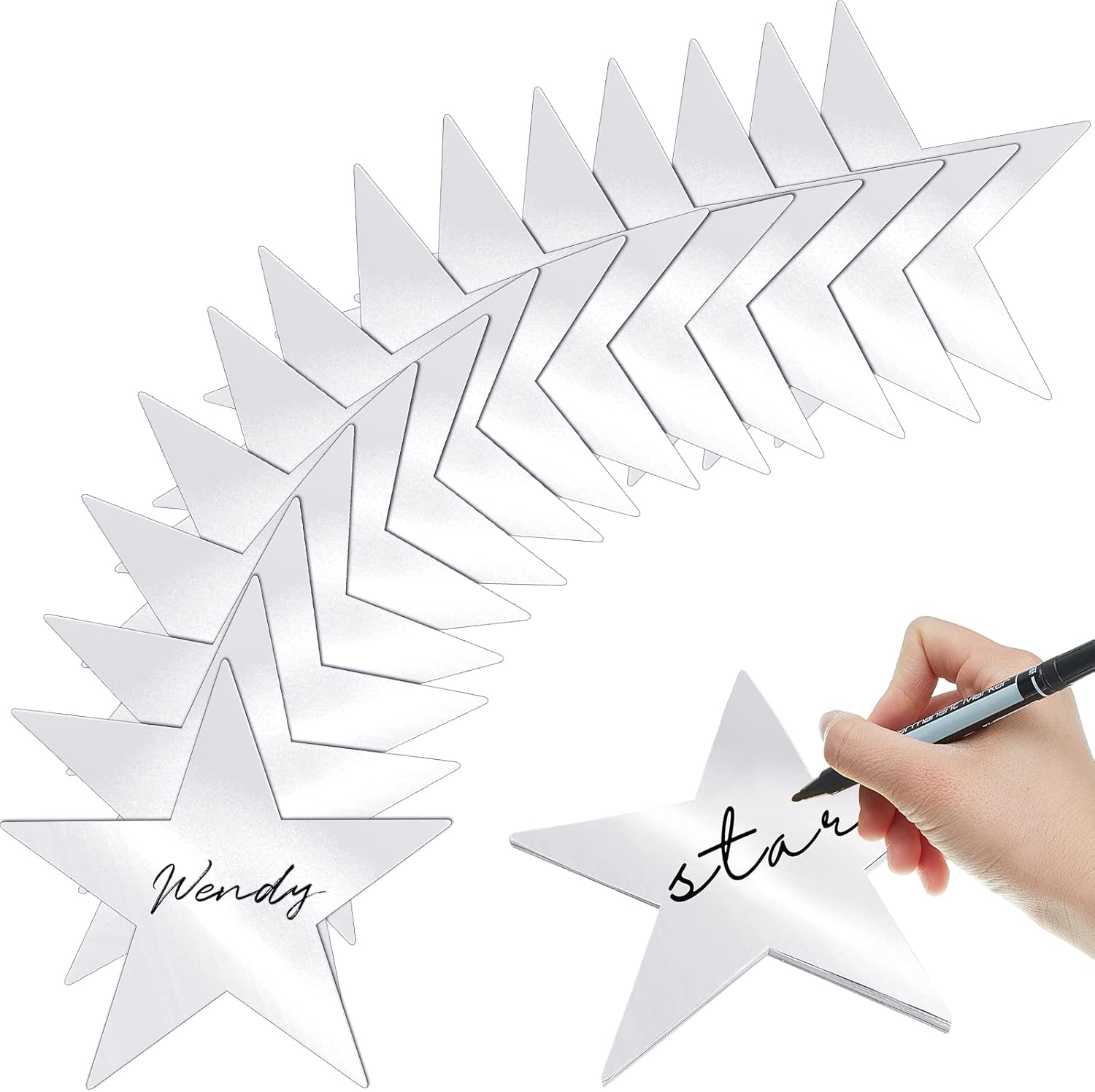 Leinuosen 80 Pieces 6 Inch Silver Stars Cutouts Decorations