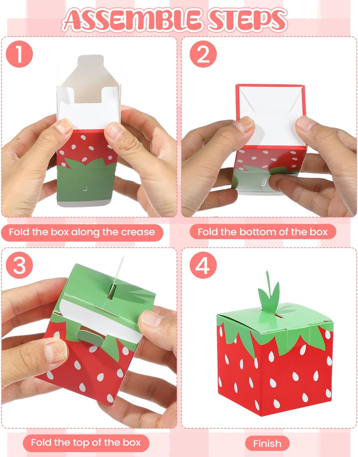 Liobelon 24 Pack Strawberry Themed Gift Boxes