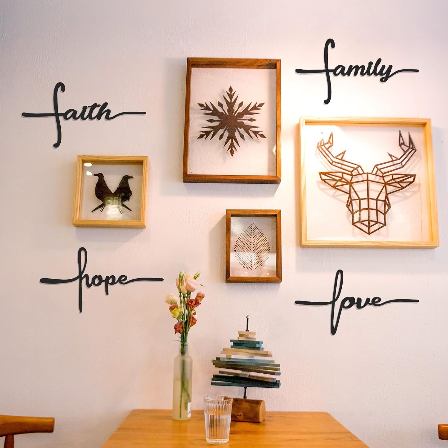 Bnesi Metal Wall Art 4-Piece Set Love Faith Family Hope