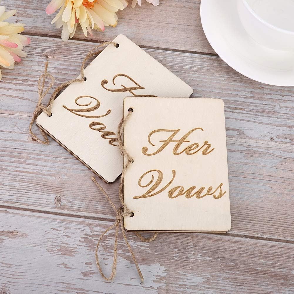2pcs Vow Booklets with Hemp Rope for Wedding Ceremony