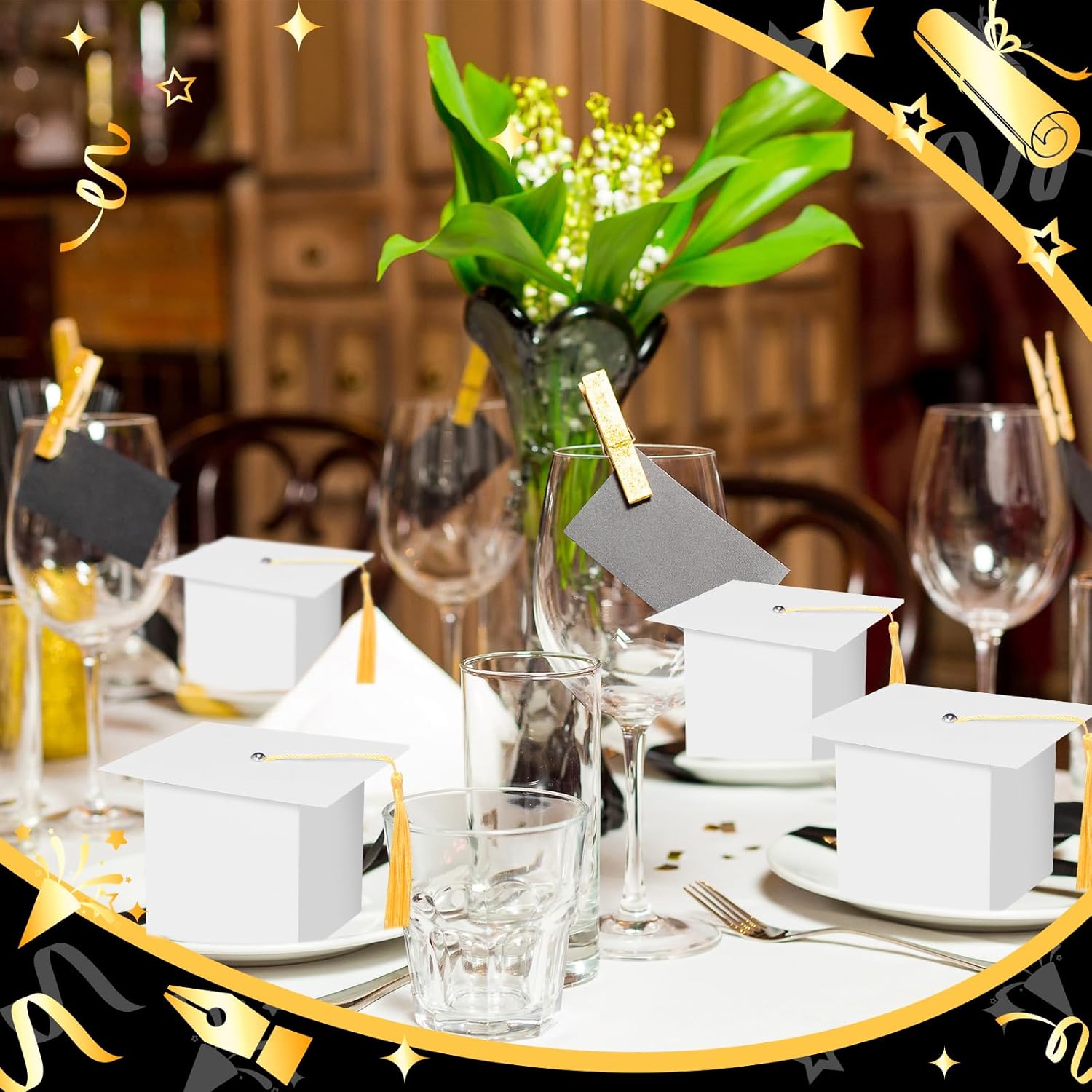 TaoBary 12 Piece Graduation Cap Boxes White