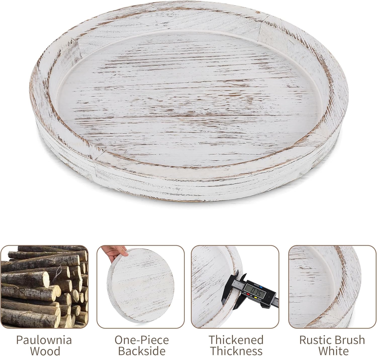 Hanobe Round Wooden Candle Plate Holder Tray