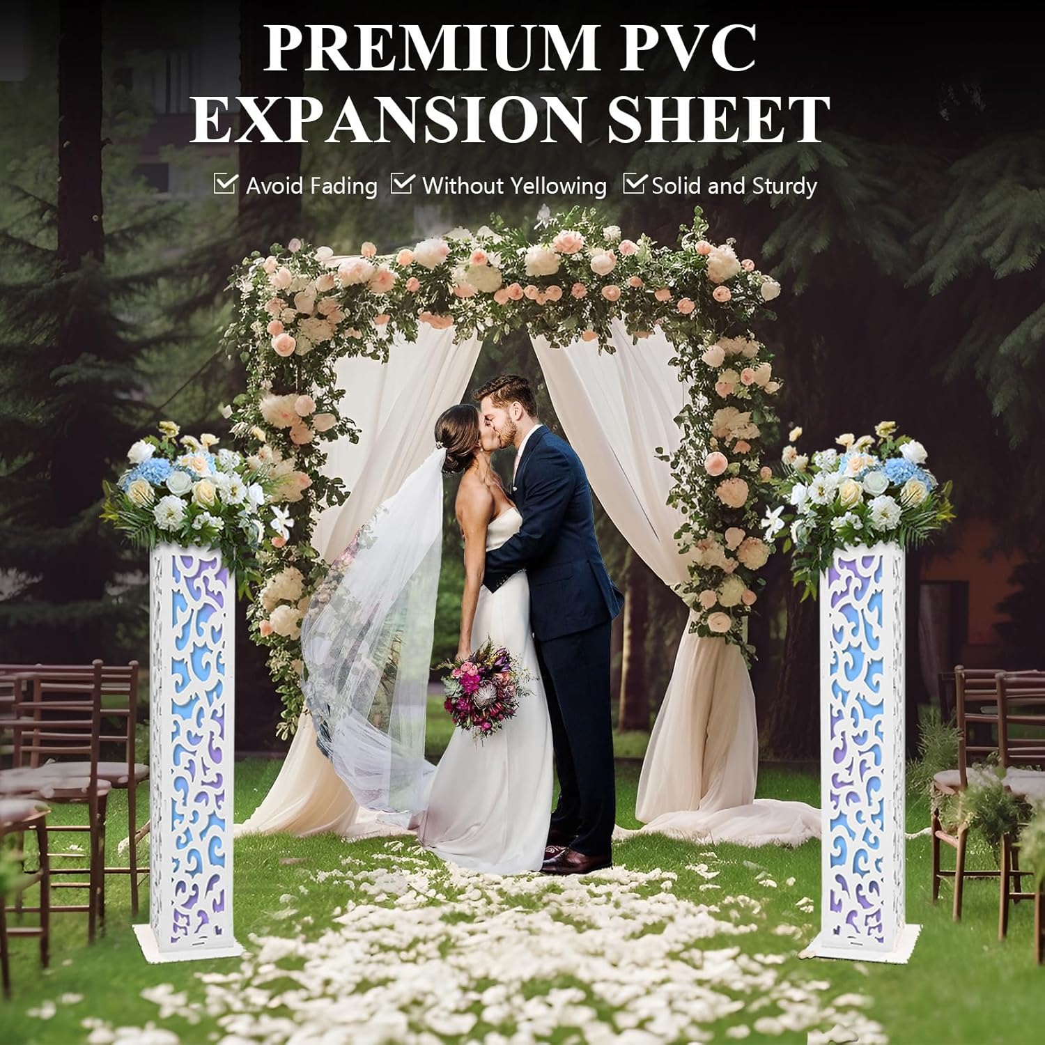 8PCS White Wedding Columns and Pillars with Engraved Roman Design