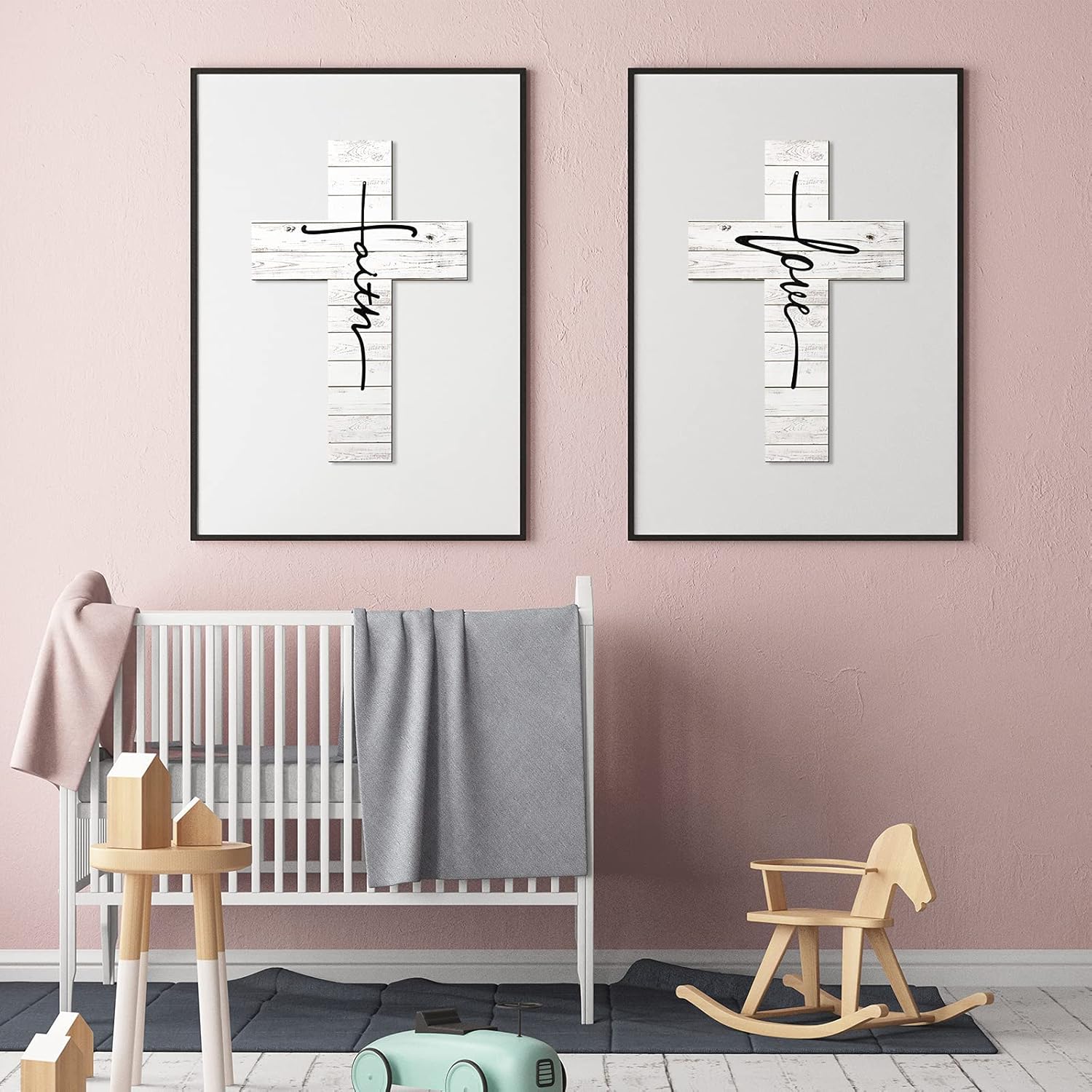 Jetec 3 Pieces Faith Love Hope Cross Wall Decor