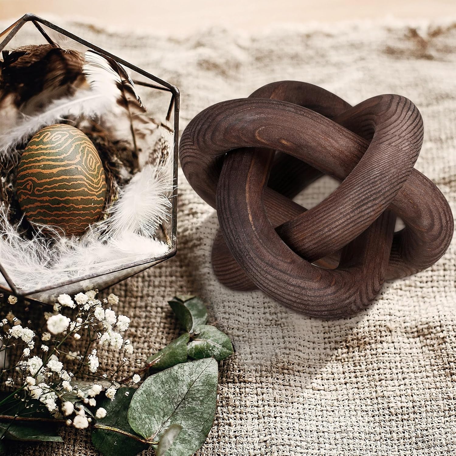Yalikop 3 Link Wood Knot Decor - Coffee Table Boho Accent