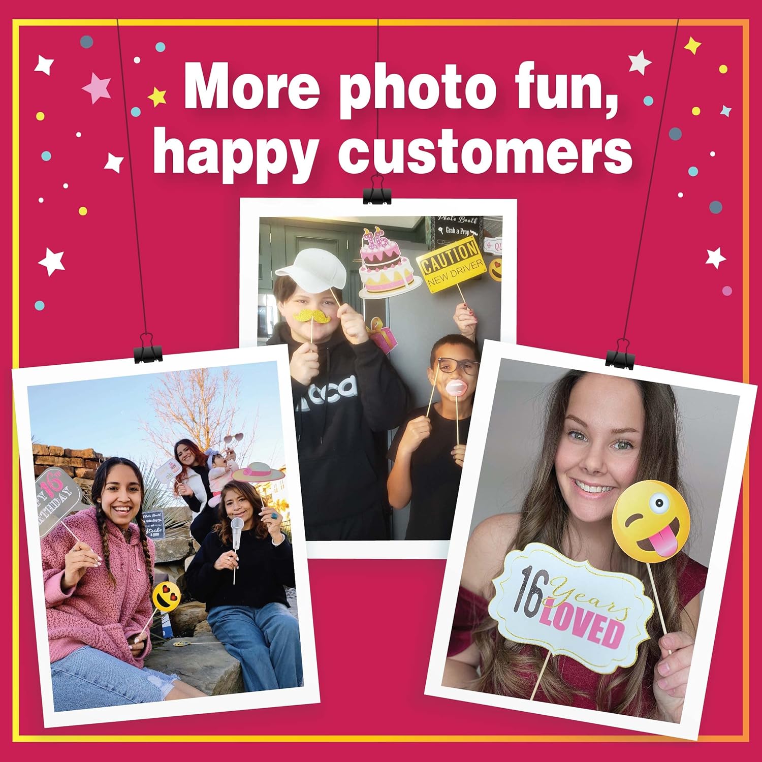 Sweet 16 Photo Booth Props Set - 41 Pieces with Sign and Sticks
