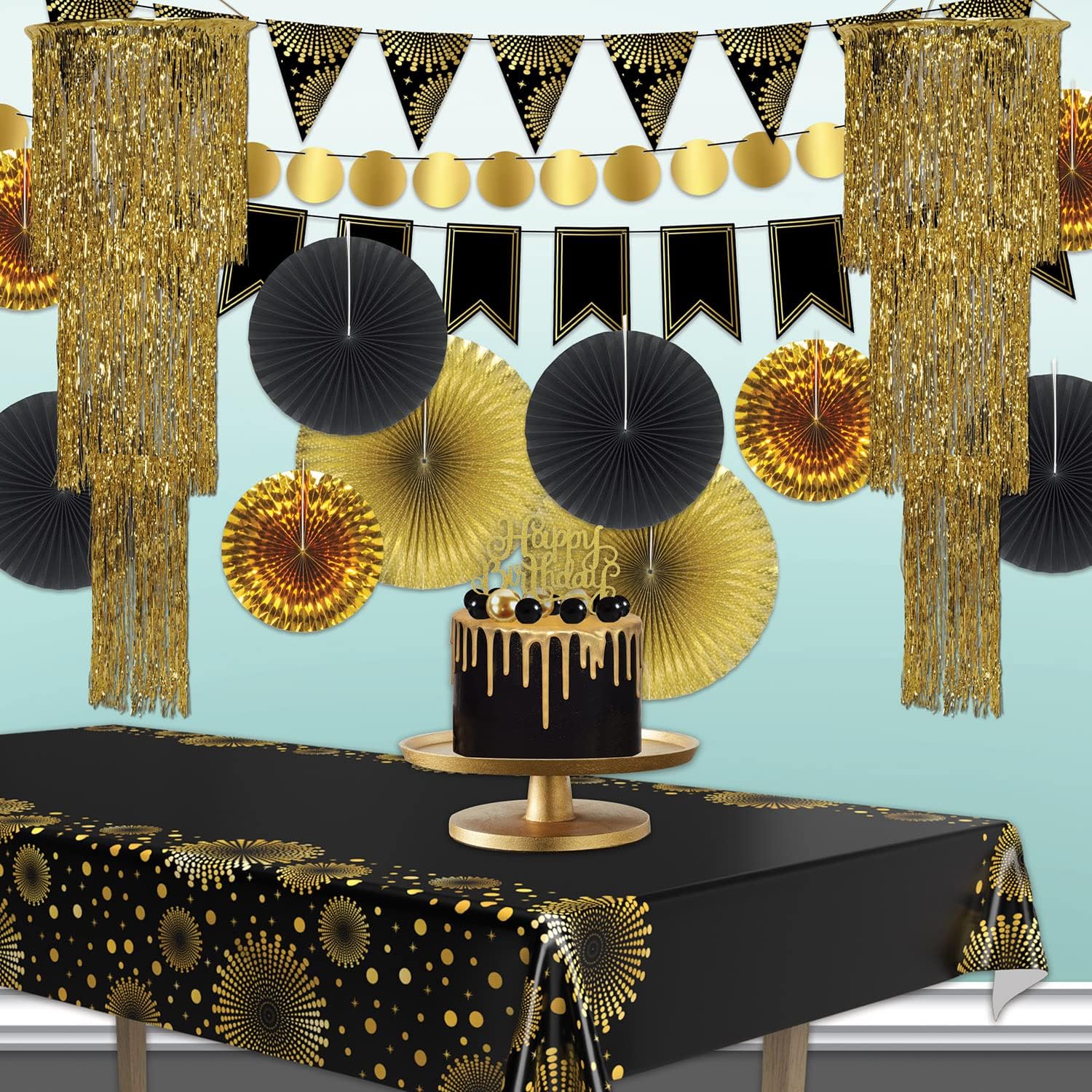 Beistle Gold 3-Tier Shimmering Chandeliers Pack of 2