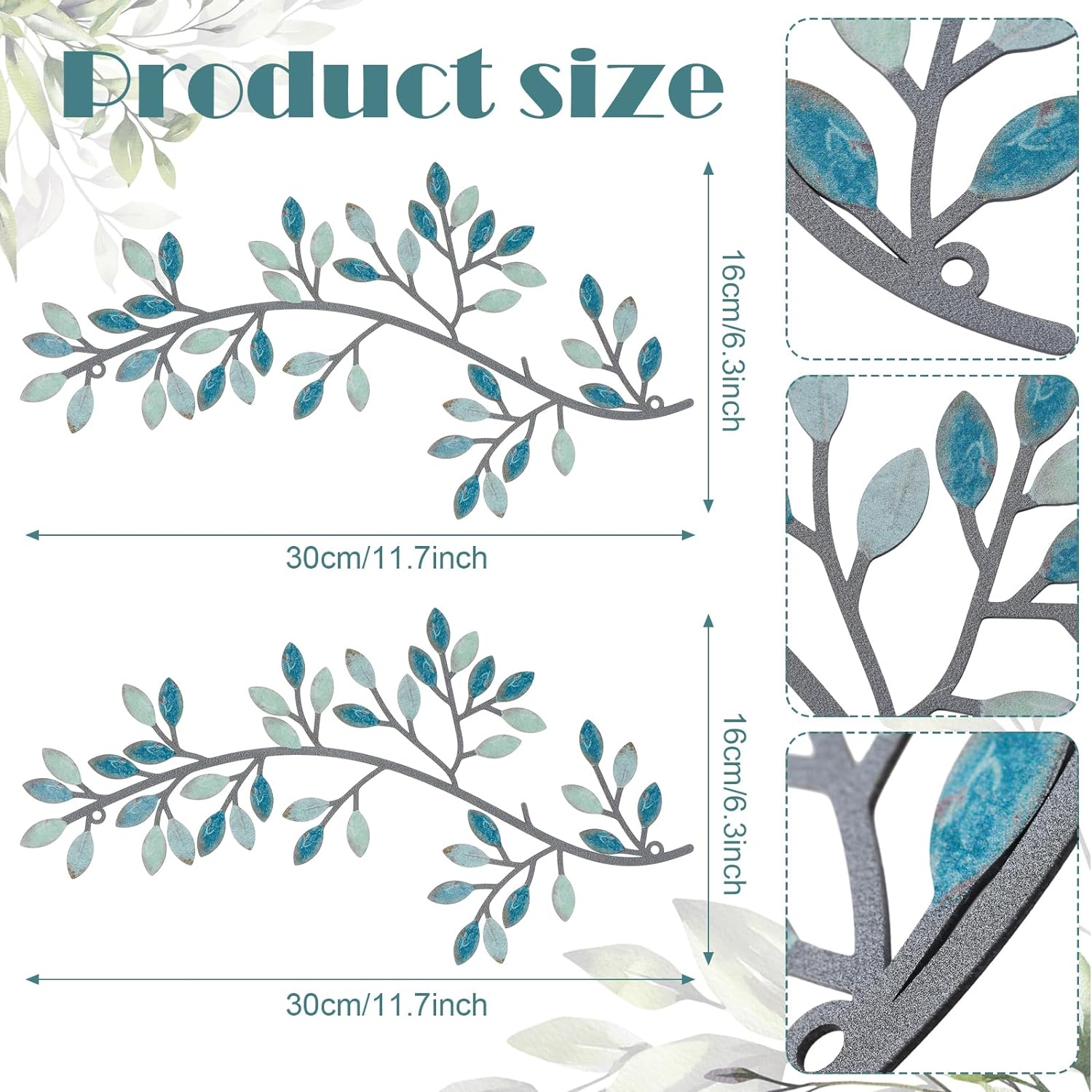 Hotop 2 Piece Metal Tree Leaf Wall Decor