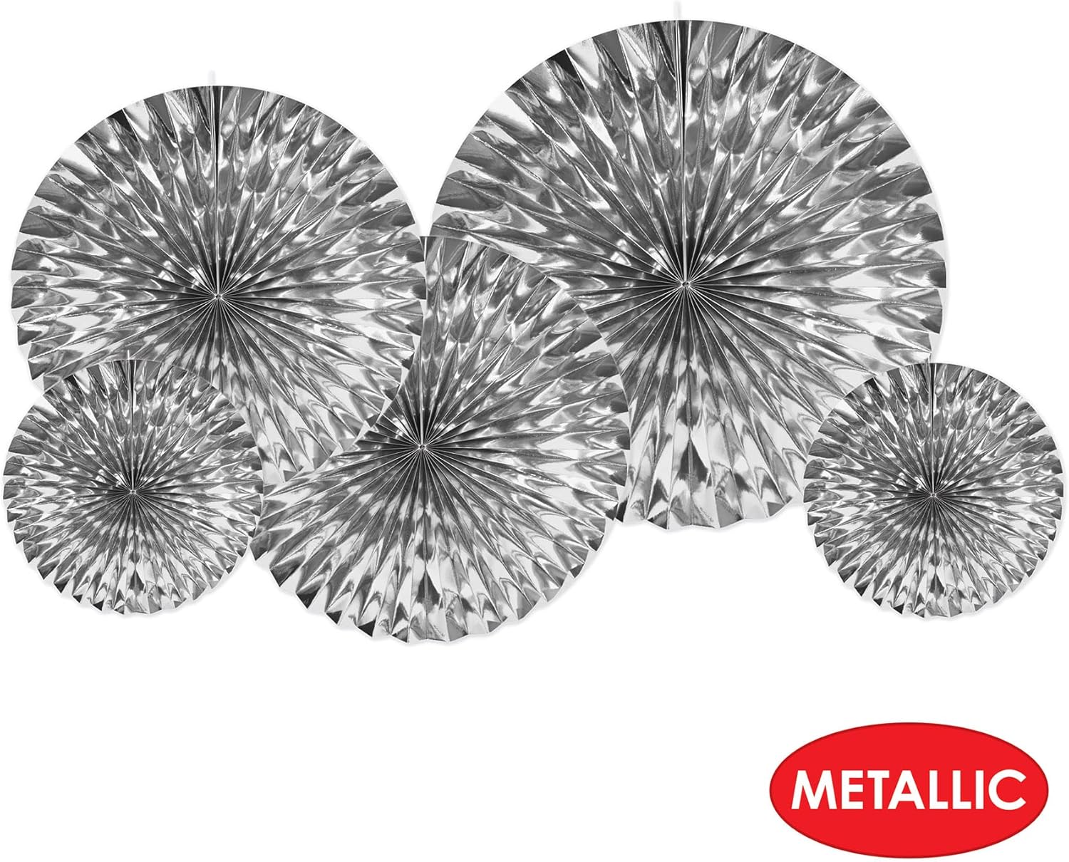 Beistle Metallic Foil Decorative Fans 5 Pack
