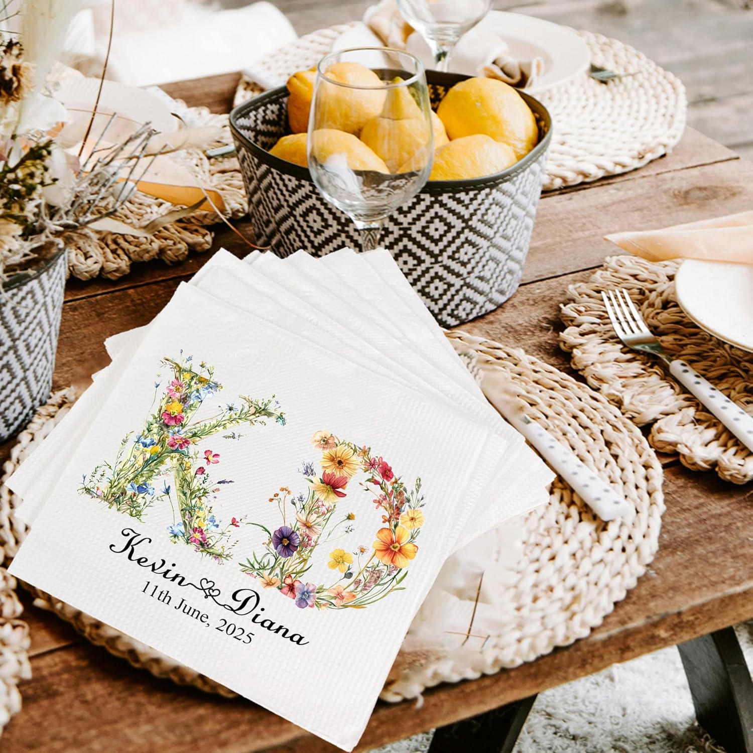 Custom Wedding Napkins - 15 to 1000 Count - Personalized Monogram Design