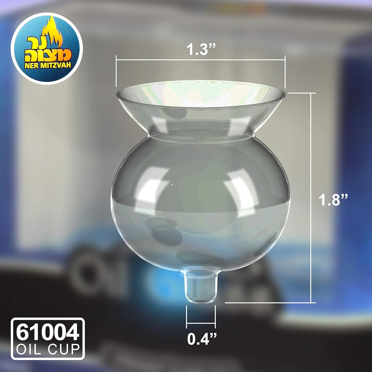 Ner Mitzvah Shabbos Candle Glass Oil Cups - 2 Pack Durable Long-Lasting