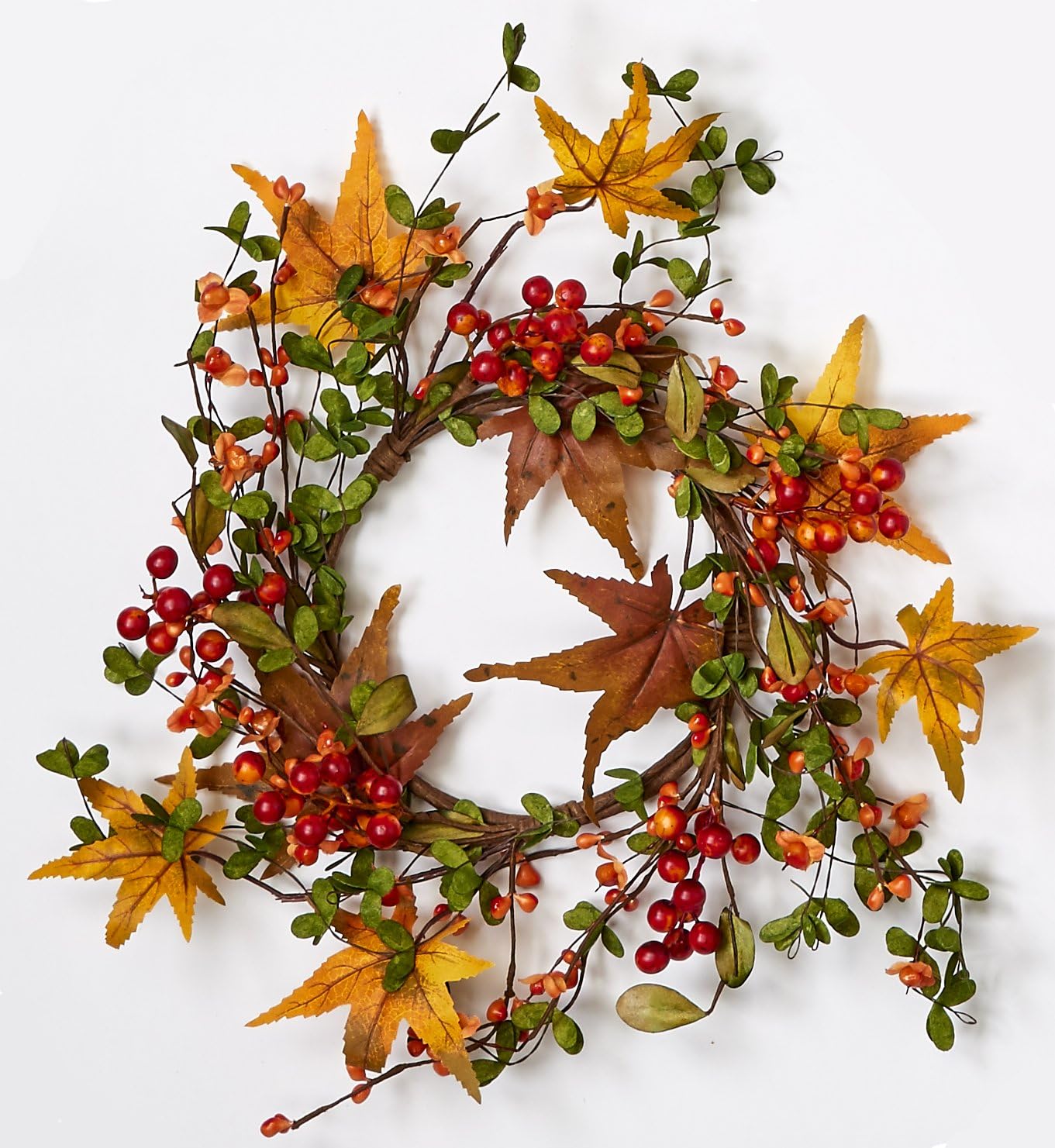Fall Berry Leaf Candle Ring Centerpiece