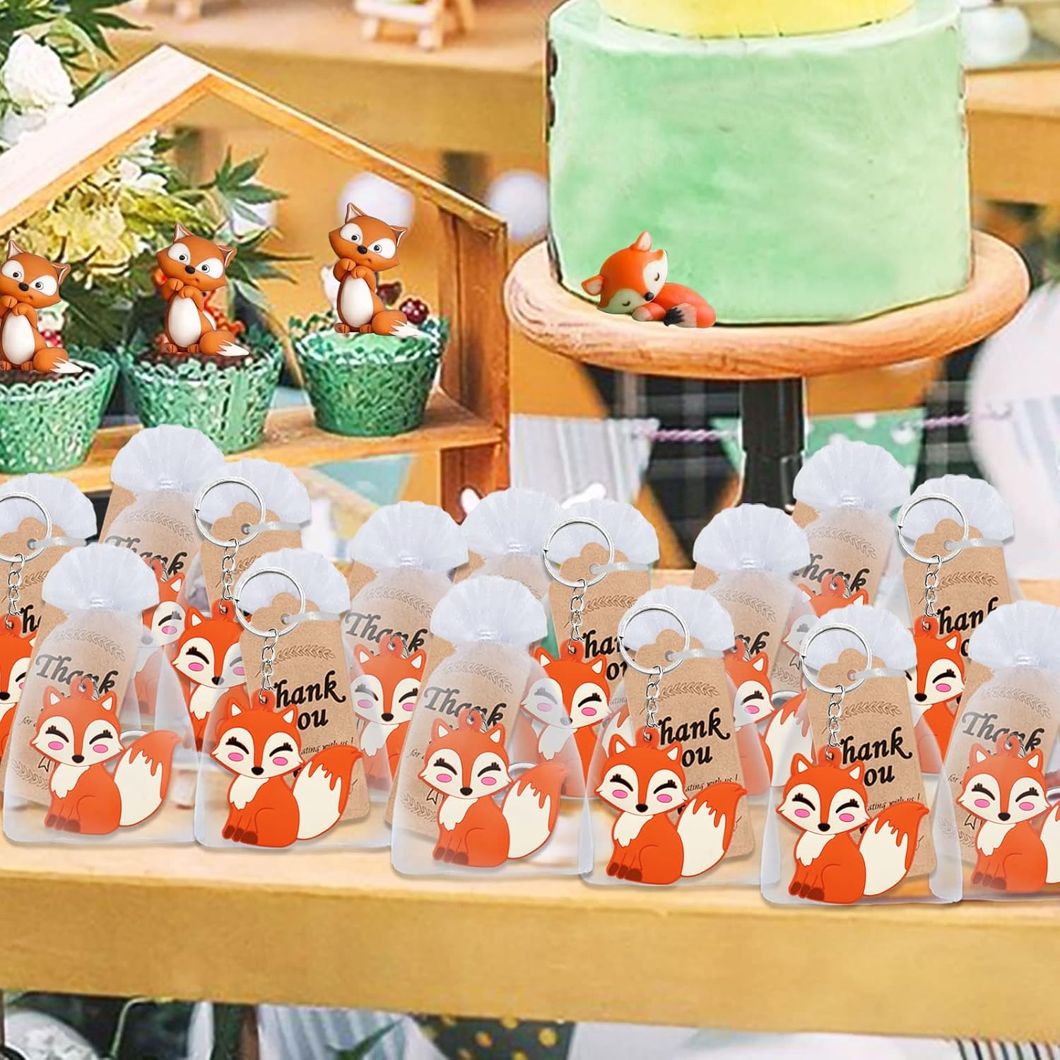 24 Pack Fox Keychain Party Favor Set