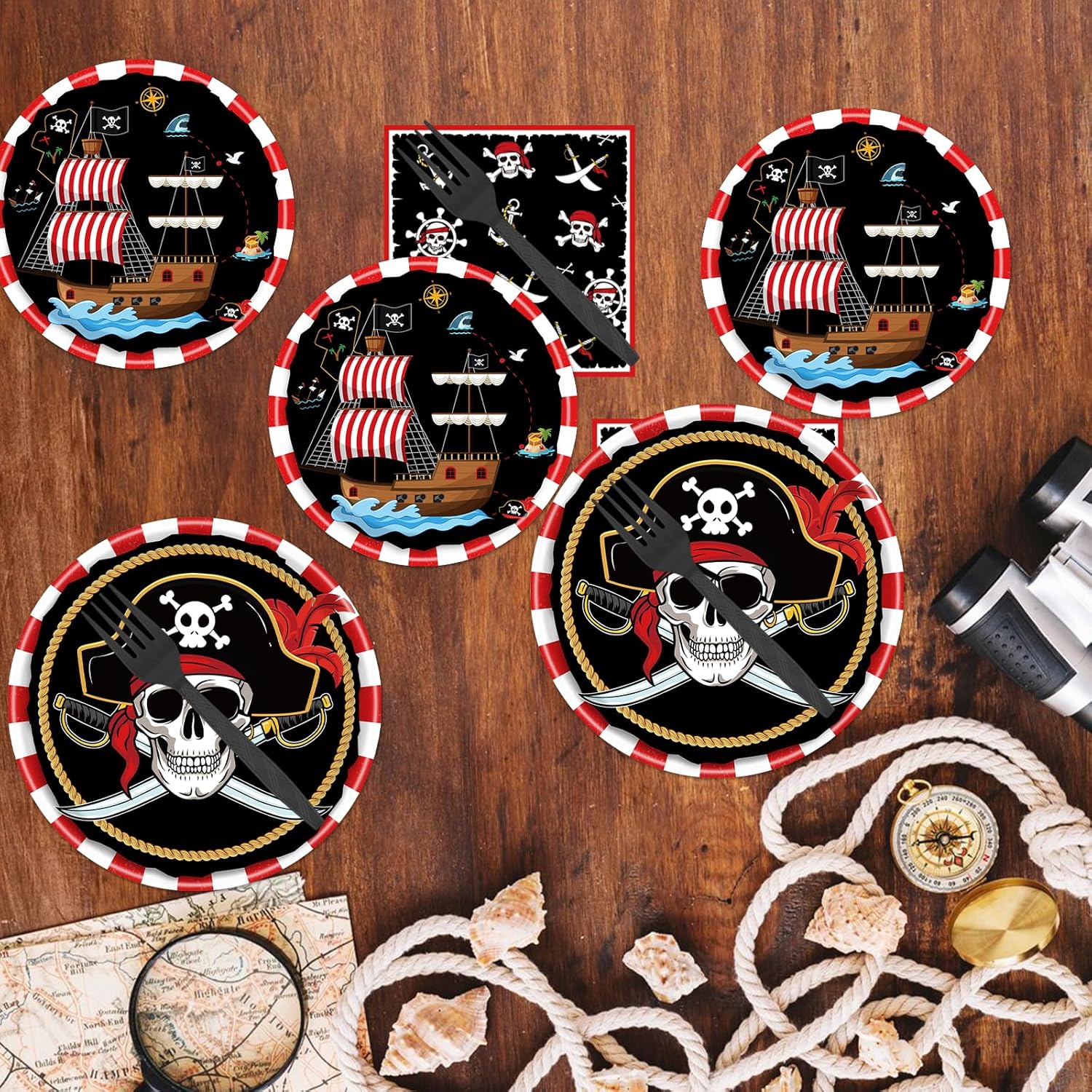 Gameza Pirate Party Tableware Decorations 96PCS Set