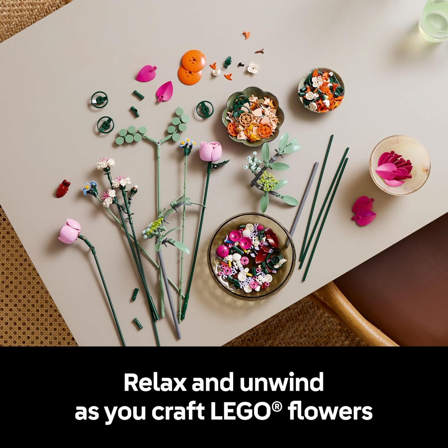 LEGO Botanicals Pretty Pink Flower Bouquet Building Set for Adults