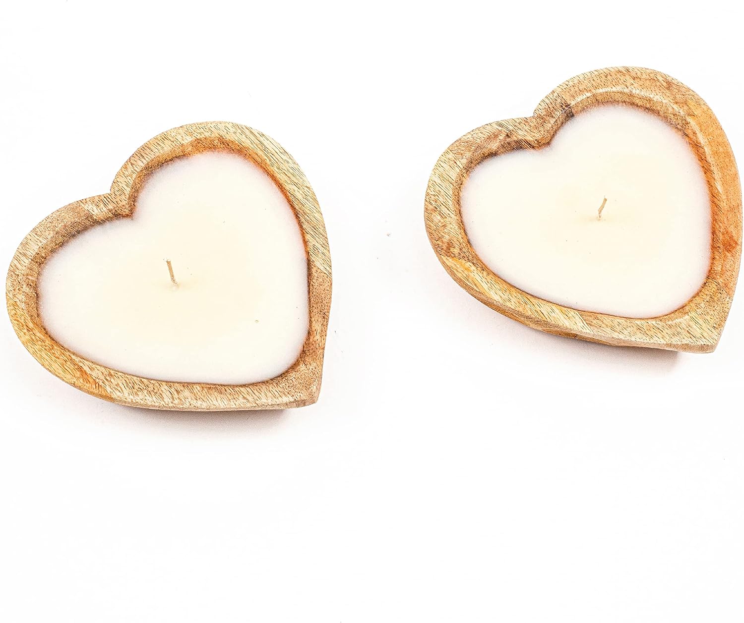 Heart Shaped Wooden Bowl Candle with 3 Wicks 5 oz