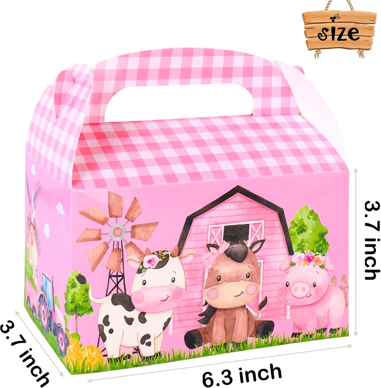 24Pcs Farm Animals Gable Boxes Party Favors