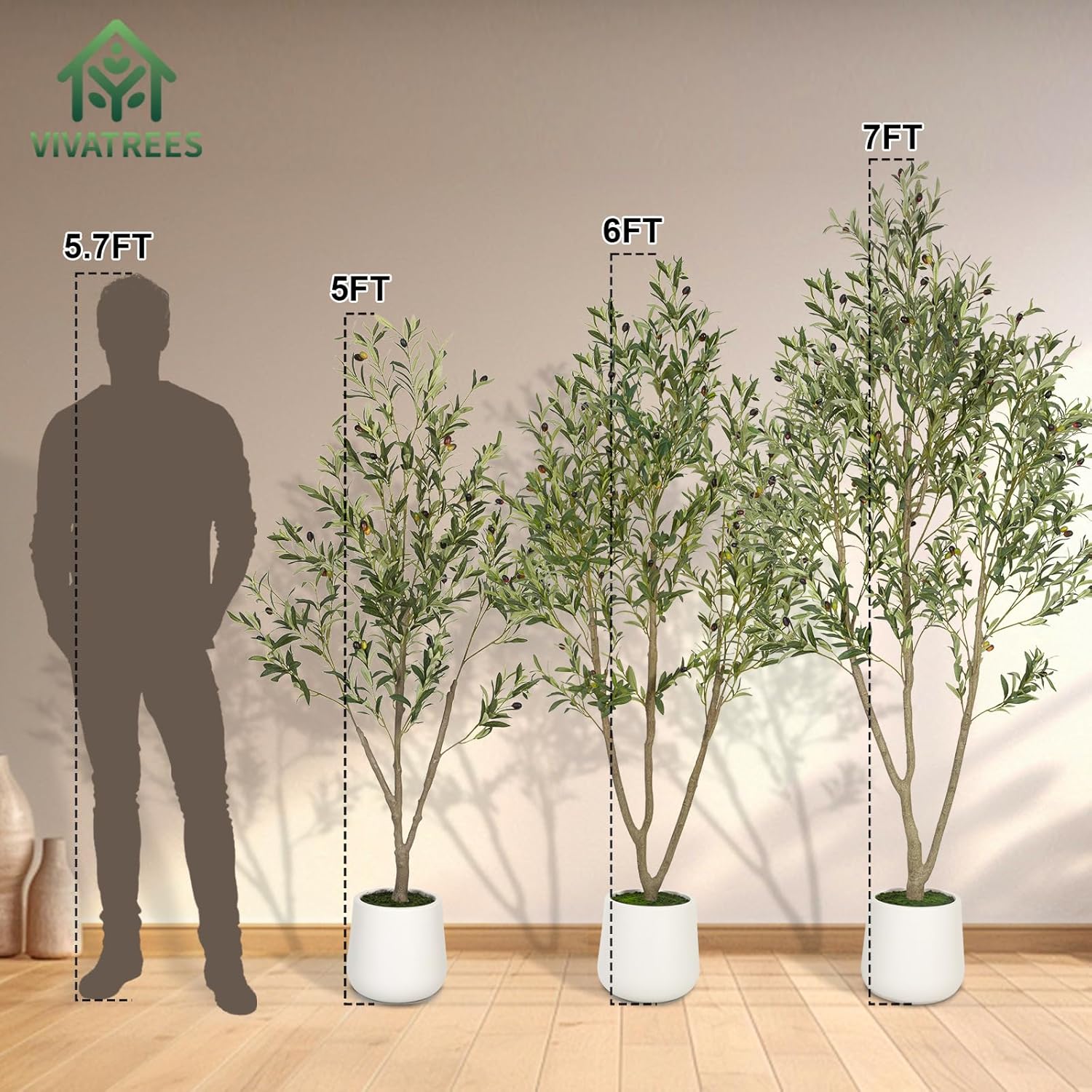 VIVATREES Olive Trees Artificial Indoor 5FT Faux Tree with Planter