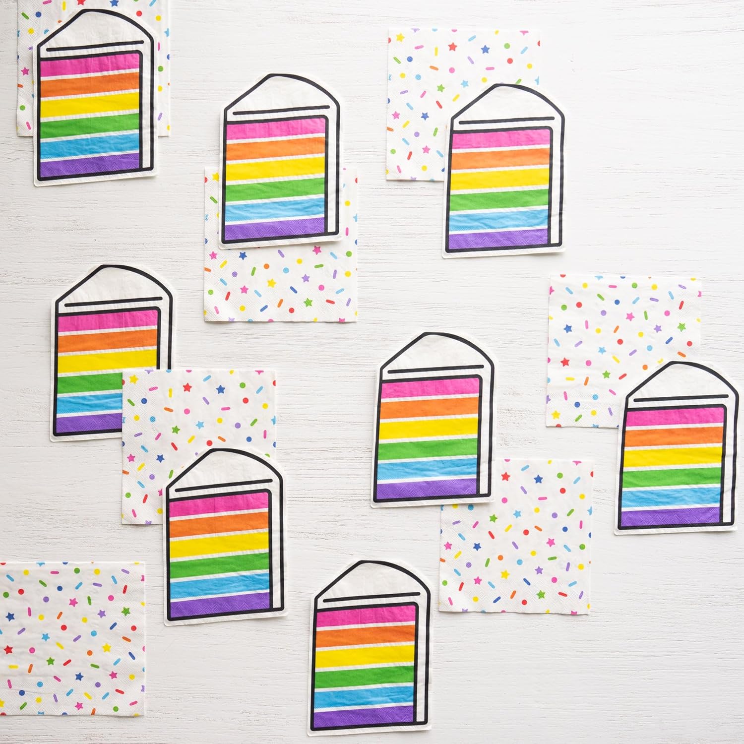 Sprinkles Smiles Rainbow Cake Slice Napkins Pack of 20