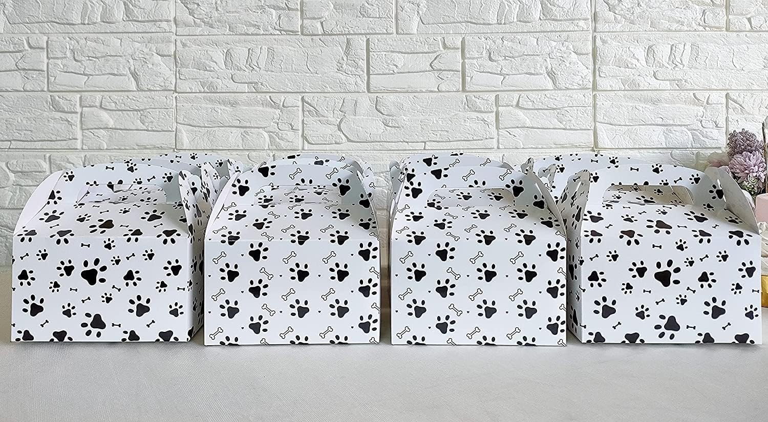 24Pcs Dog Paw Print Bone Sign Treat Boxes for Kids Birthday Party