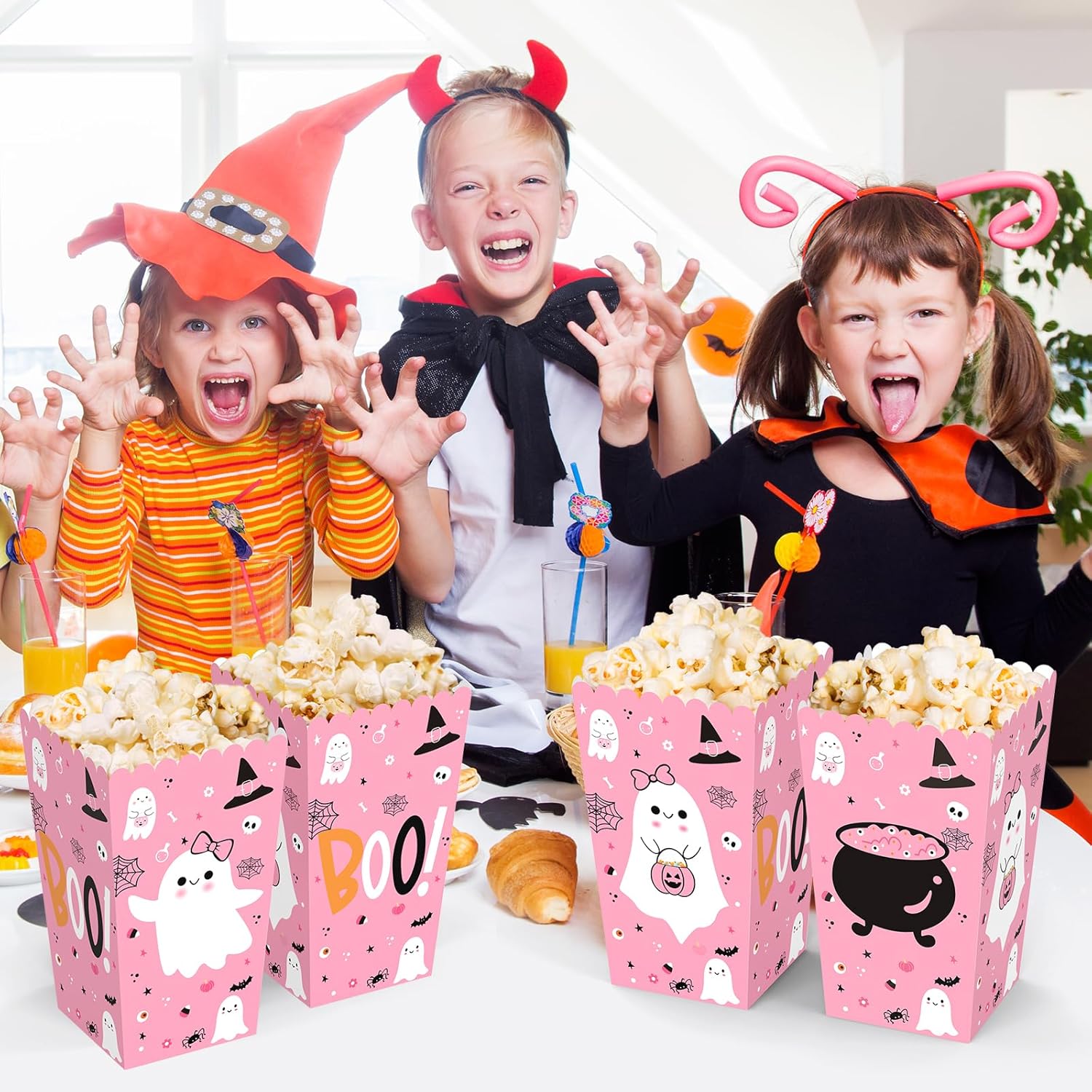 24 Pcs Halloween Popcorn Boxes with Cute Designs