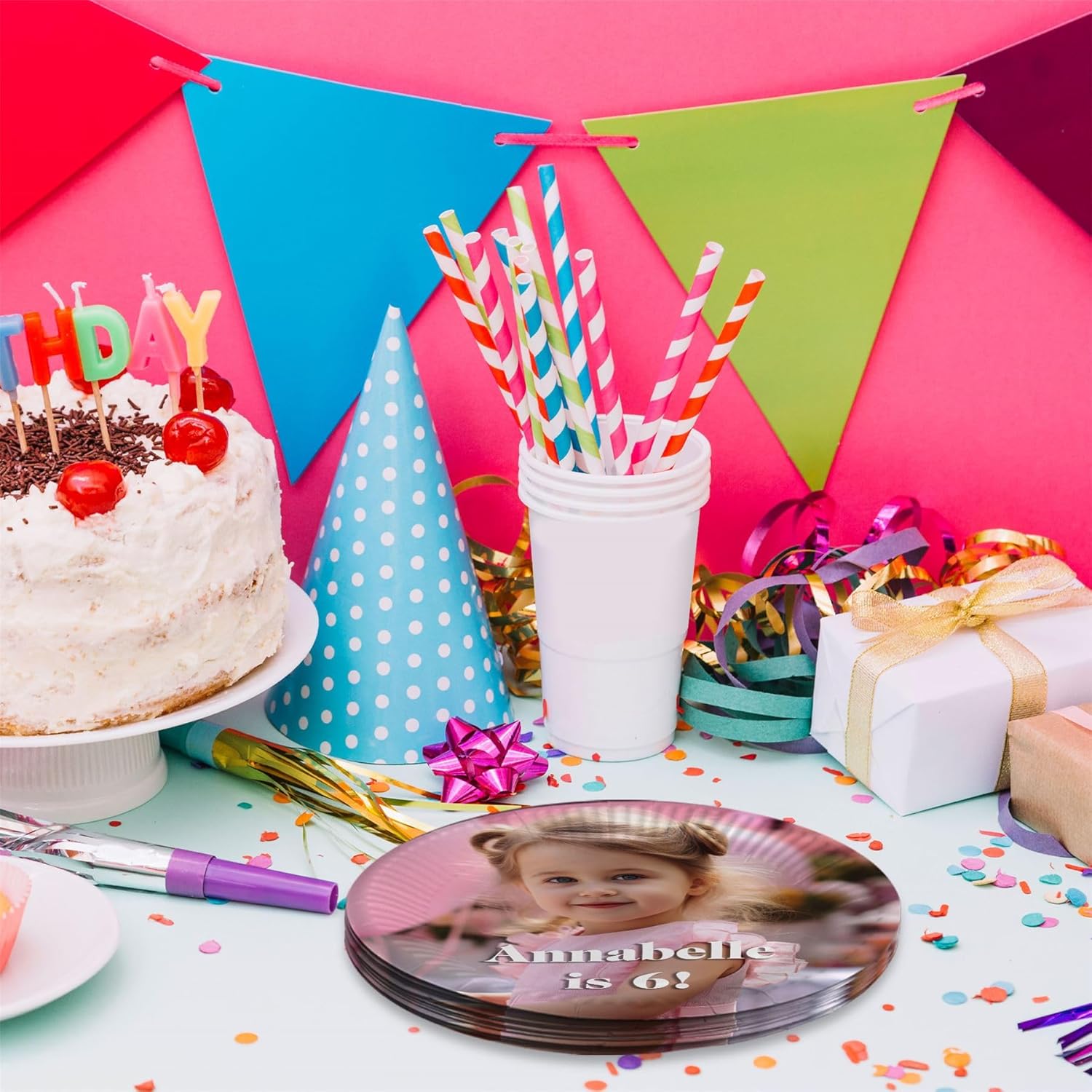 Custom Photo Party Plates for Baby Announcement 25
