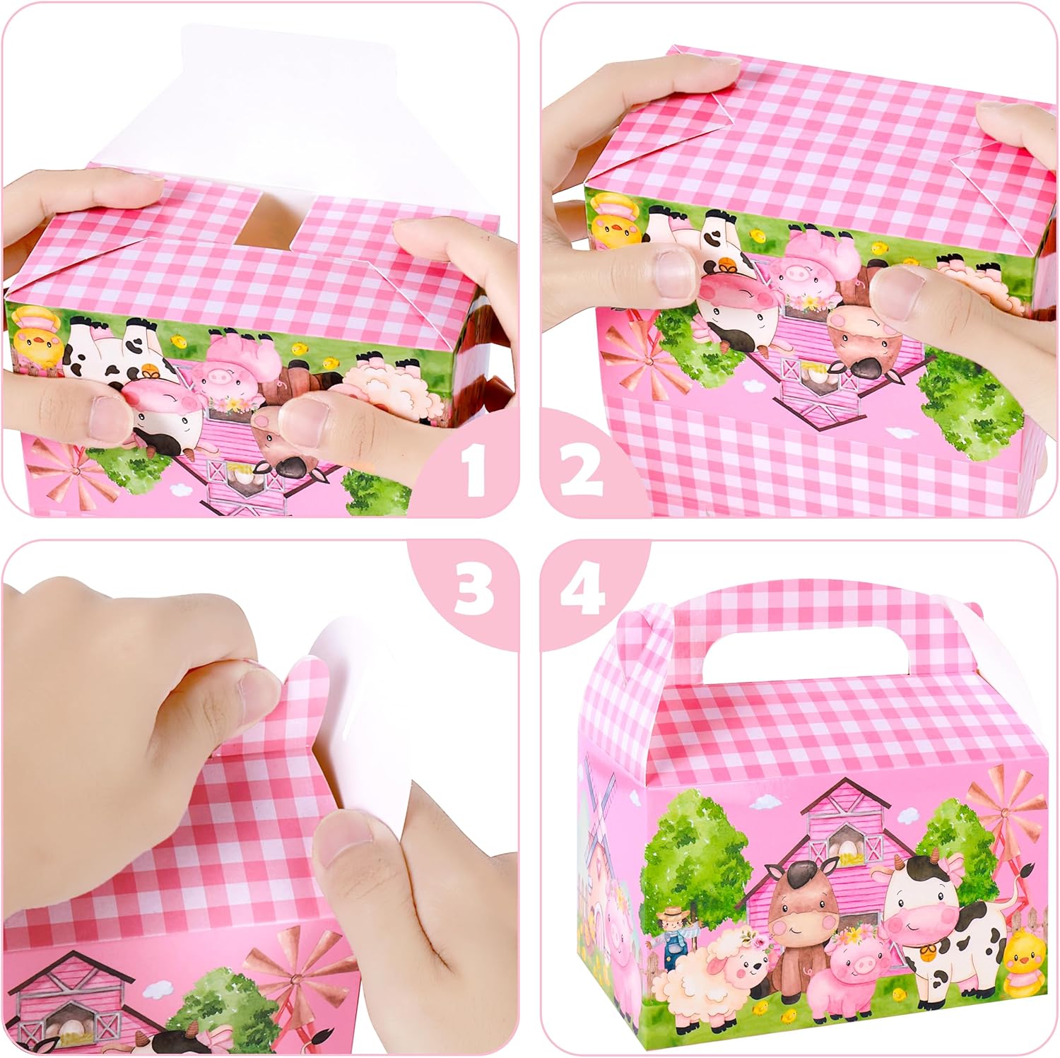 24Pcs Farm Animals Gable Boxes Party Favors