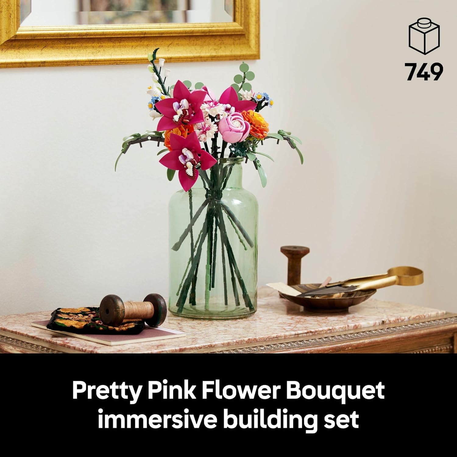 LEGO Botanicals Pretty Pink Flower Bouquet Building Set for Adults