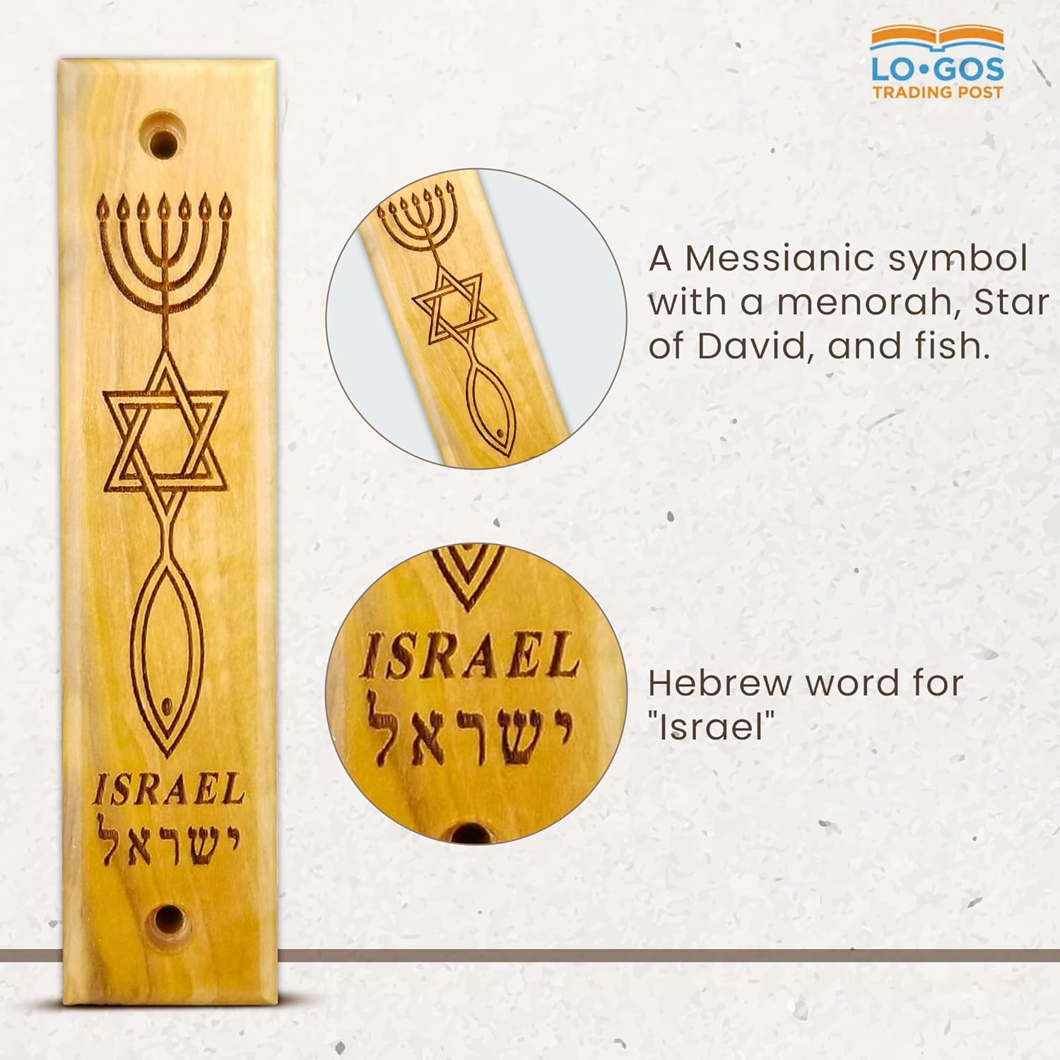 Olive Wood Mezuzah with Scroll from Israel