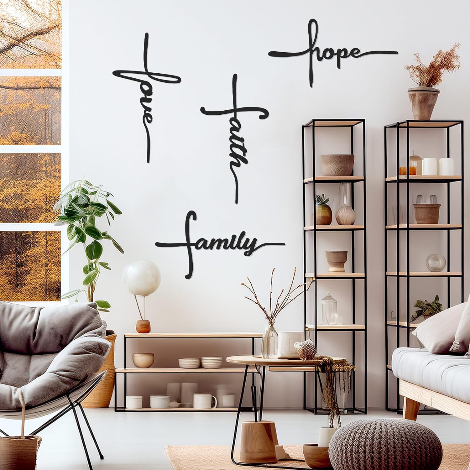 Bnesi Metal Wall Art 4-Piece Set Love Faith Family Hope