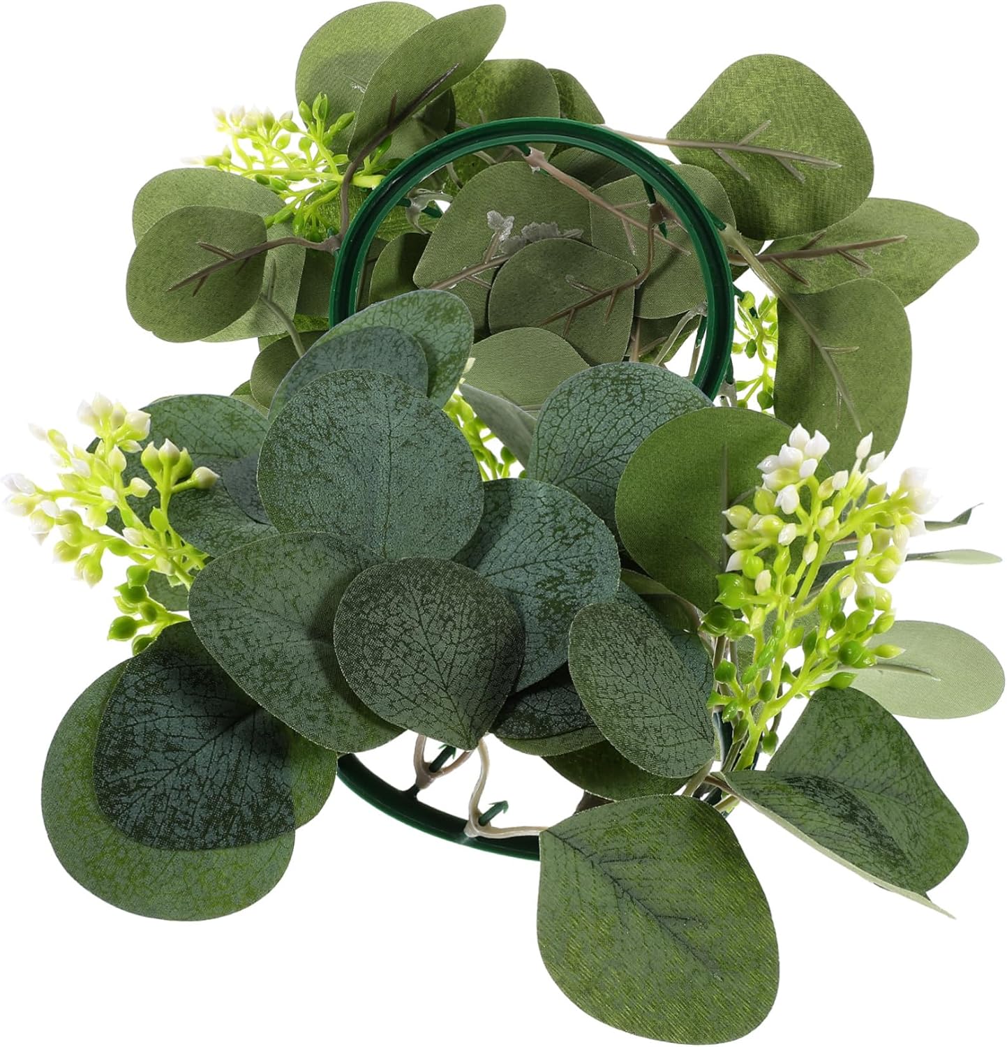 PRETYZOOM Artificial Eucalyptus Candle Wreaths 2pcs