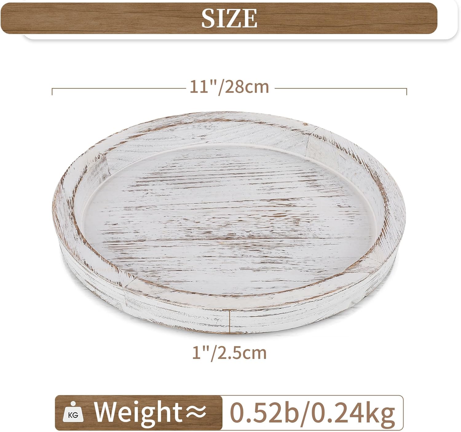 Hanobe Round Wooden Candle Plate Holder Tray