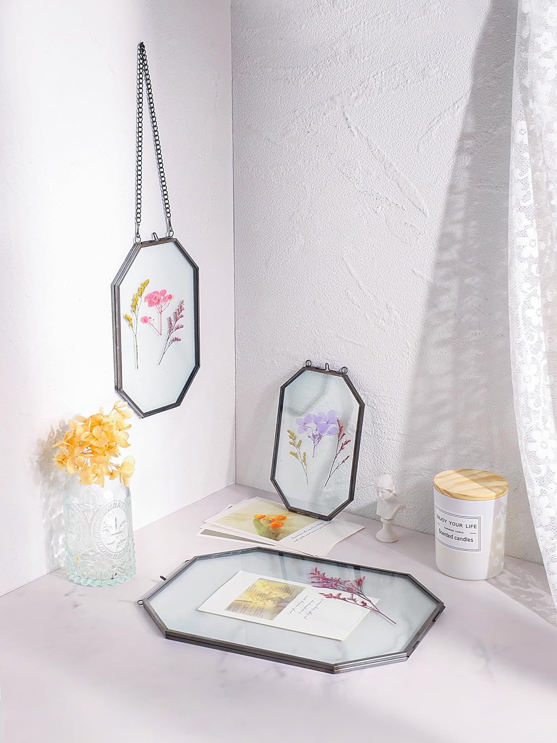 Pressed Flower Frames with Brass Accents 8x10 Inches
