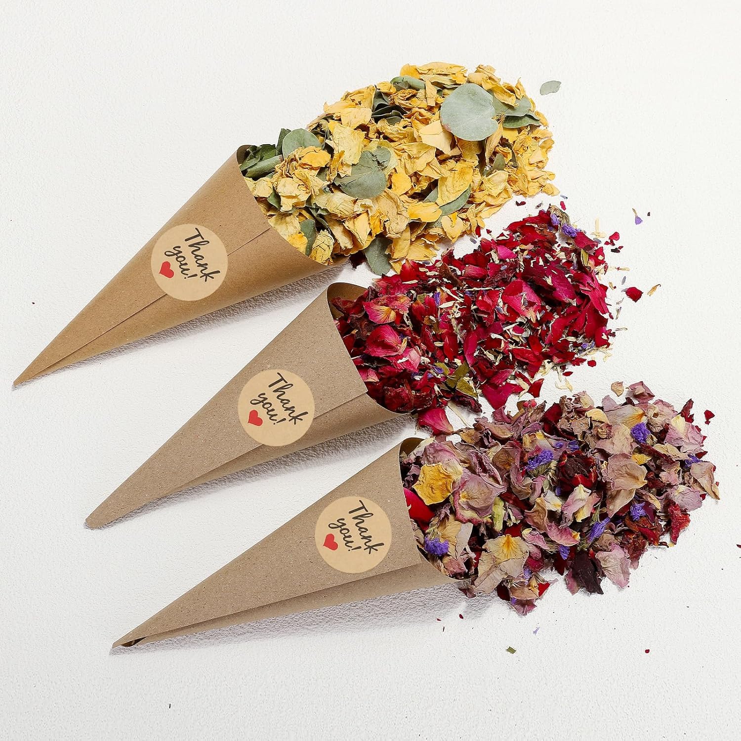 PATIKIL Dried Flower Confetti Cones Red 30Pcs