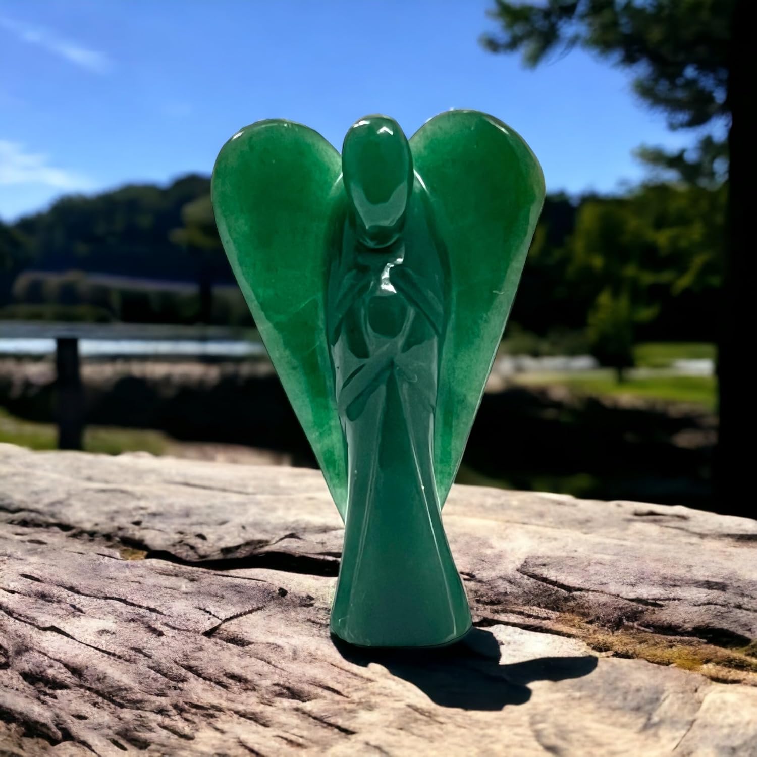 Green Jade Angel Statue 2 Inch Crystal Guardian Angel Figurine