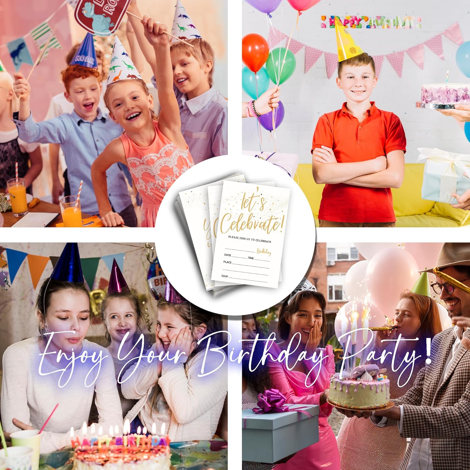 Gold Dot Birthday Invitations 20 Cards with Envelopes