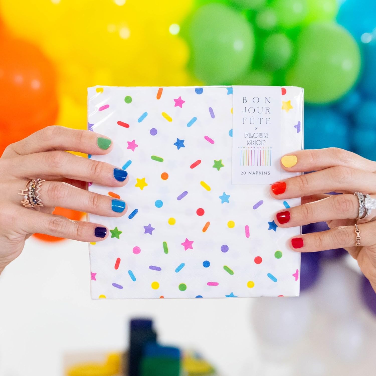 Sprinkles Smiles Rainbow Cake Slice Napkins Pack of 20