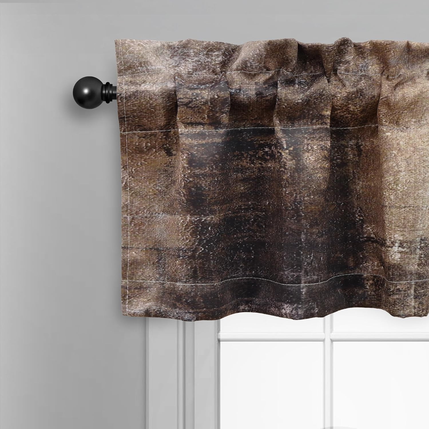 Brown Valances for Windows - 52x18 Inch 2 Pack Farmhouse Style Blackout Curtains