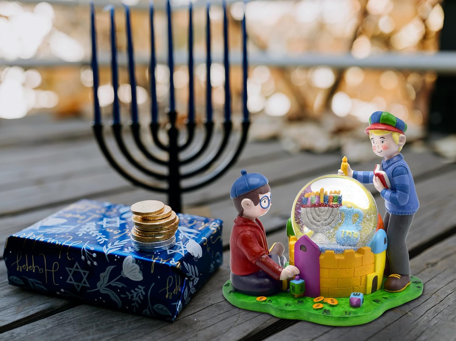 Hanukkah Snow Globe - Hanukkah Decor for Home and Kids