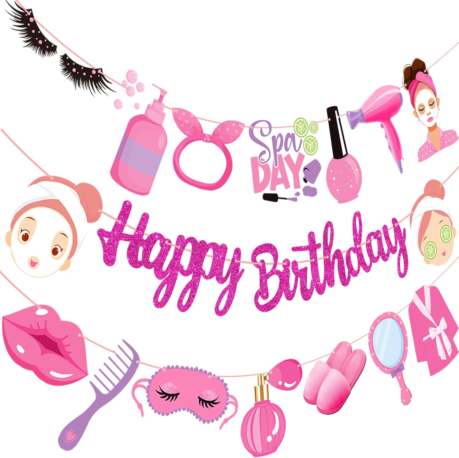 Spa Day Birthday Banners 3PCS Decorations