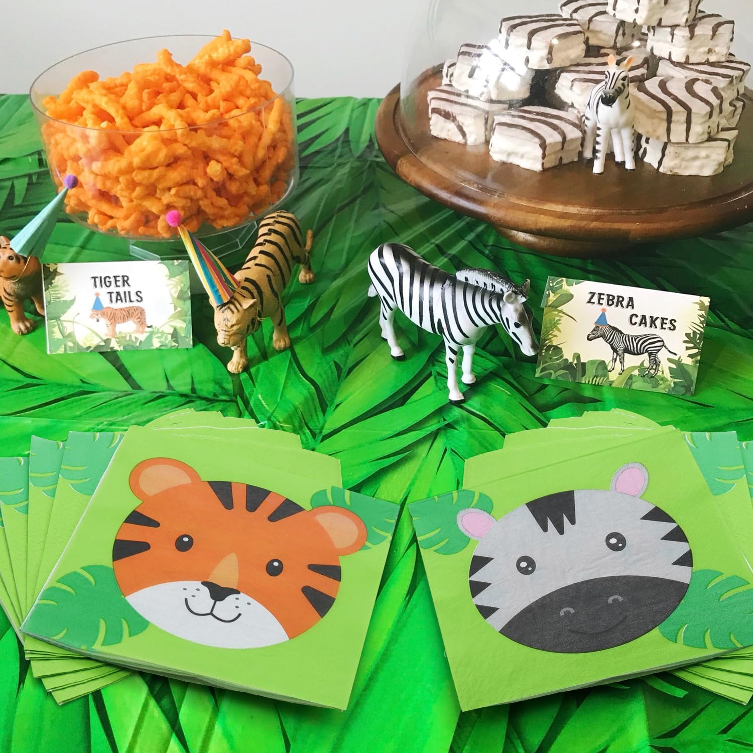100 Pcs Jungle Safari Animal Napkins for Kids Birthday Party