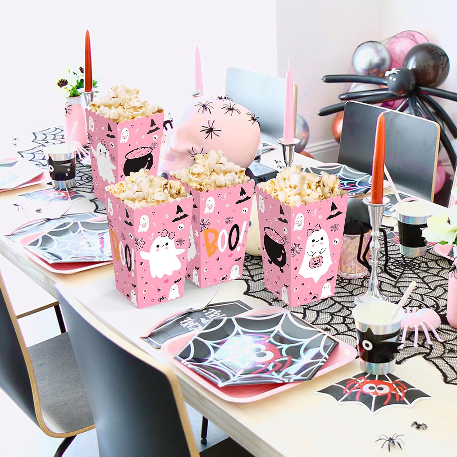24 Pcs Halloween Popcorn Boxes with Cute Designs