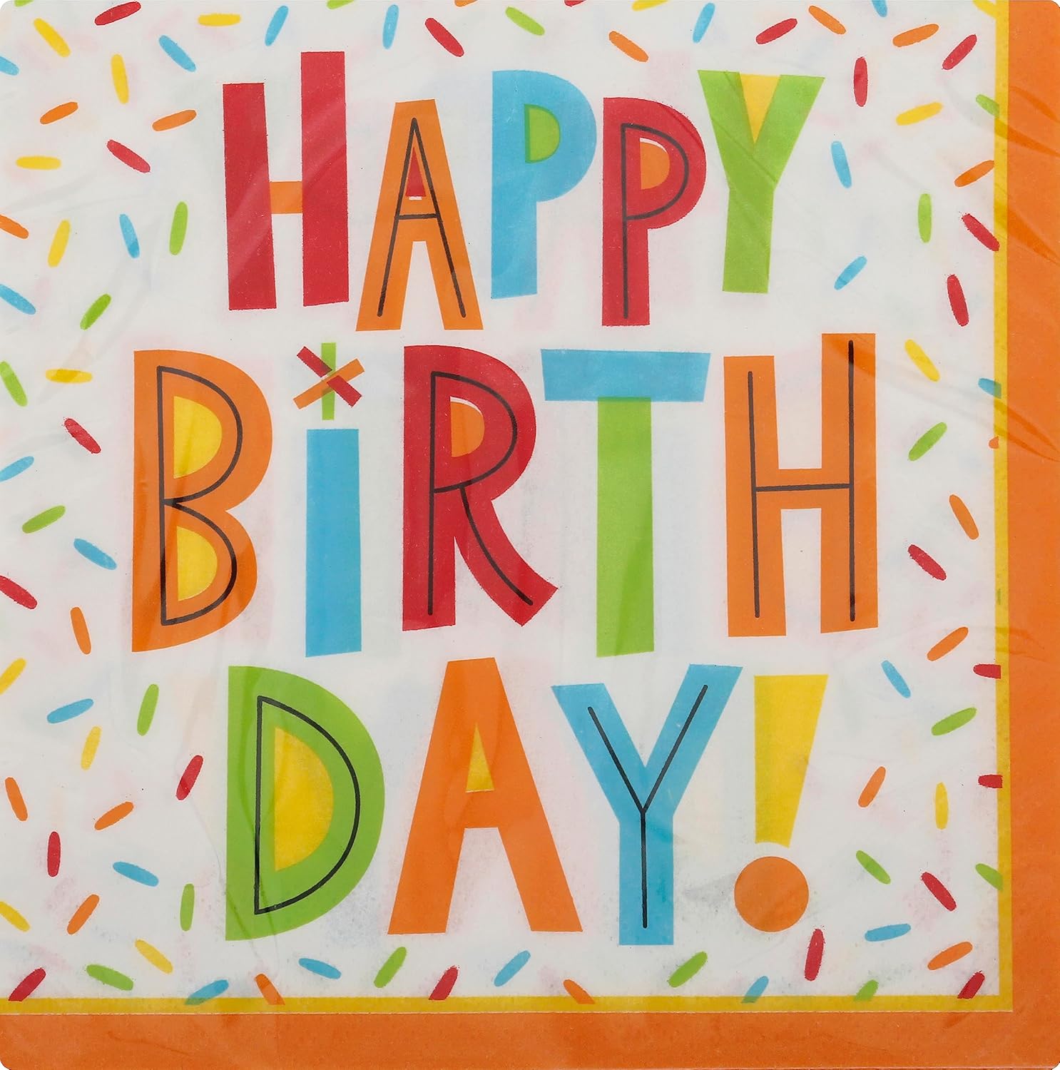 Creative Converting Happy Birthday Napkins - 16pcs Confetti Print