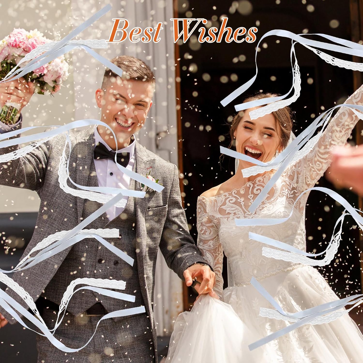 50Pcs Ribbon Sticks with Bells for Wedding Party Decorations