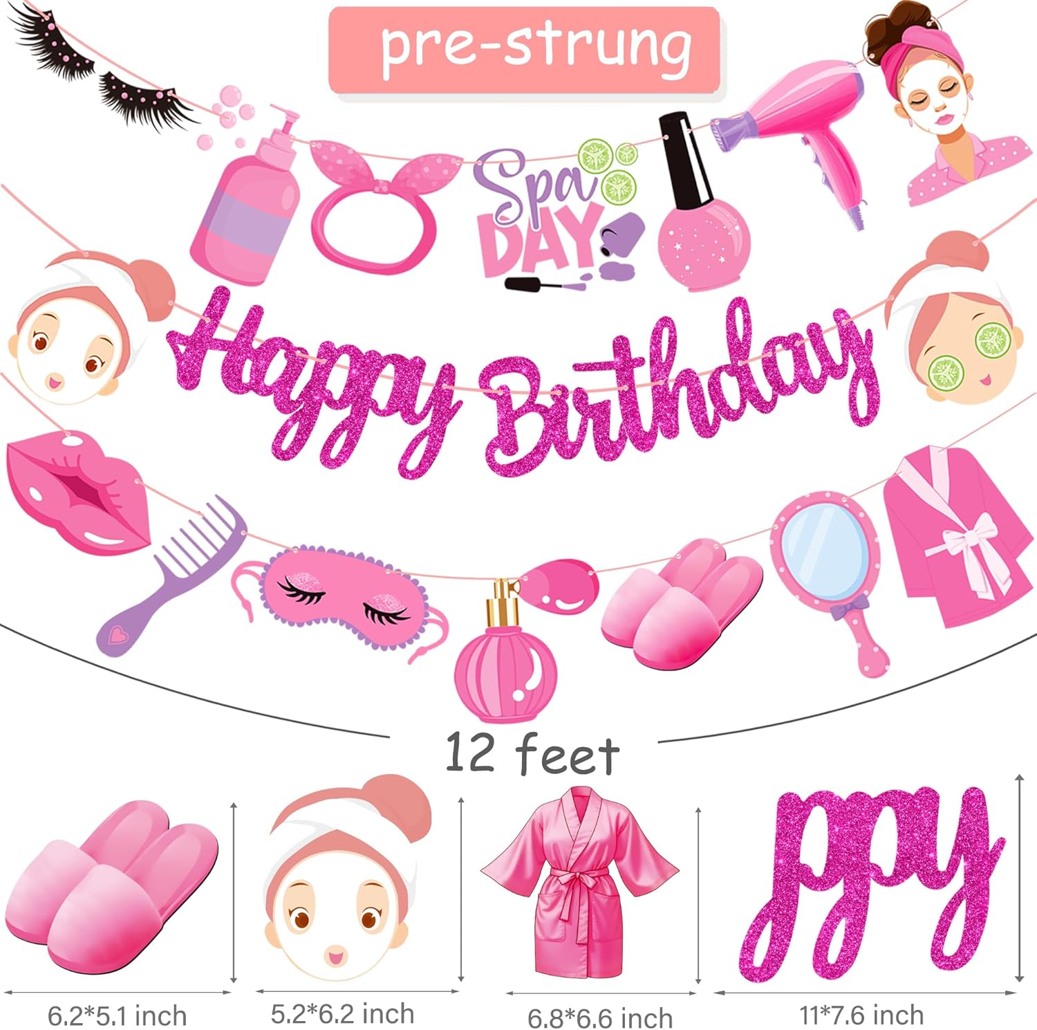 Spa Day Birthday Banners 3PCS Decorations